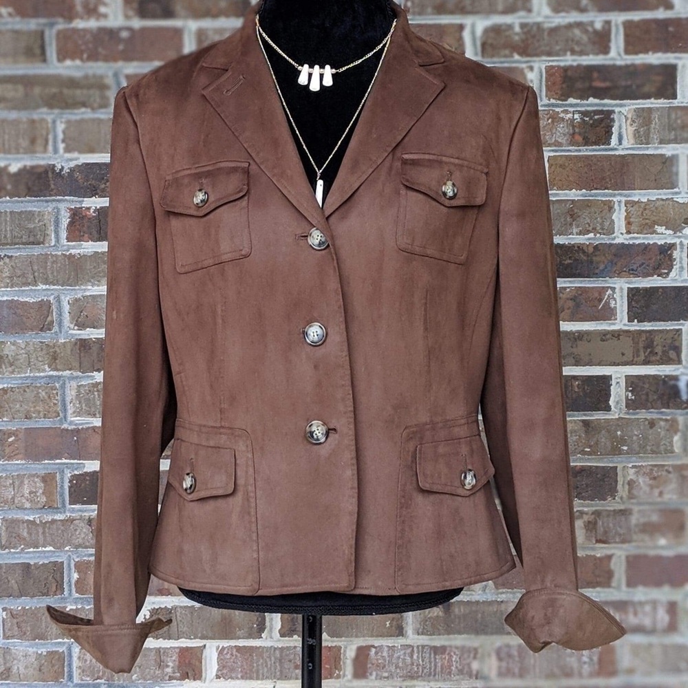 Talbots Brown Suede Blazer Size 14